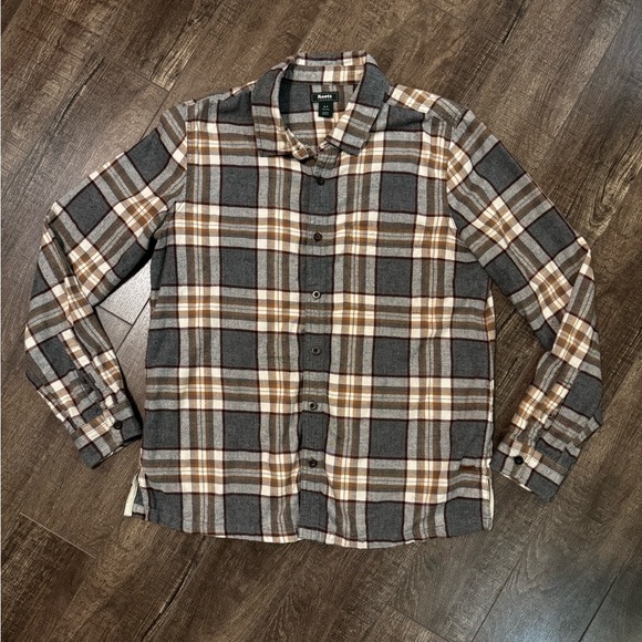 Roots Cotton Flannel Plaid Shirt - Picture 1 of 5